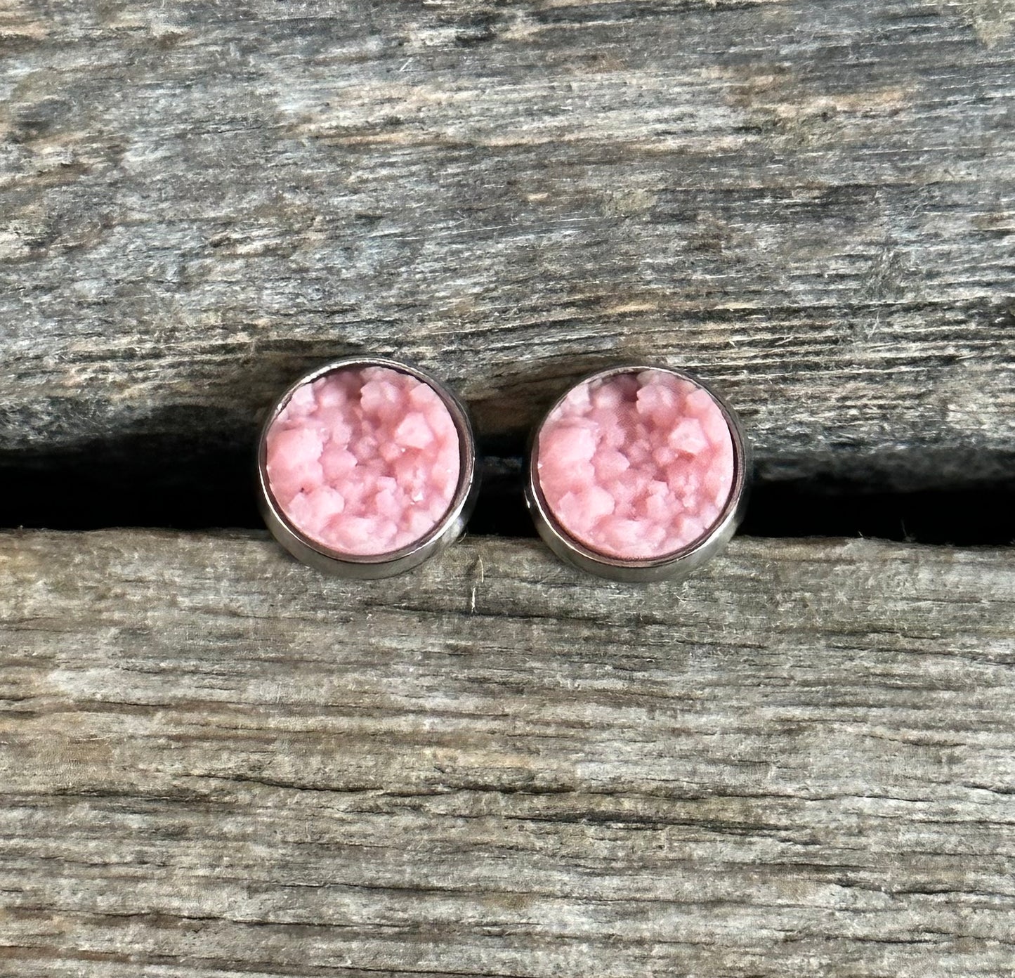 Light Pink Druzy Earrings